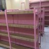 giá kệ khung sắt mâm gỗ mầu hồng